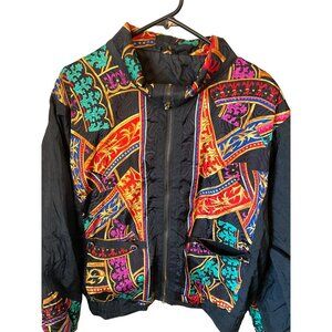 Vintage Rock Creek Black Bright Designs Wind‎ Breaker Jacket Pockets